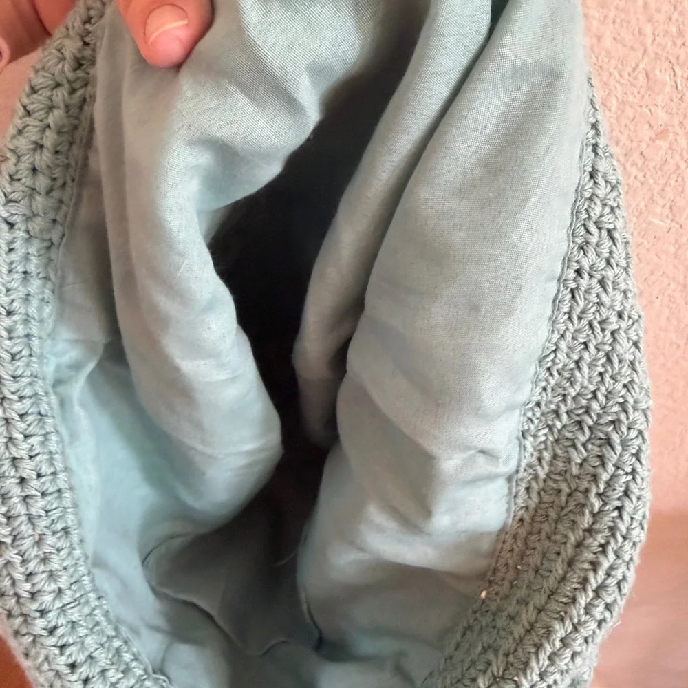 Handmade Crochet Daisy Hobo Bag Sage‎ Green Boho Flower Shoulder Tote Slouchy